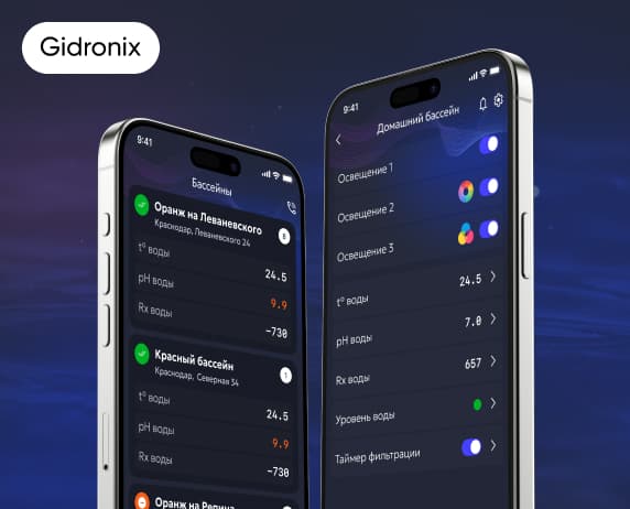 Разработка мобильного приложения Gydronix Hybrid для дистанционного управления бассейнами